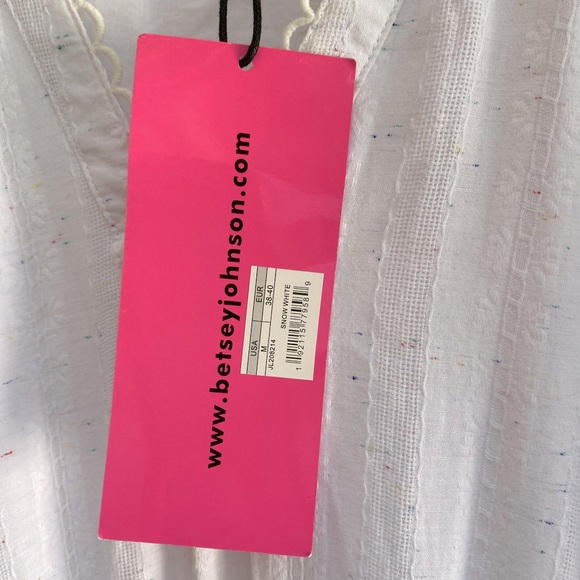 Betsey Johnson white cottagecore boho spectator puff sleeve midi dress M - Picture 7 of 7